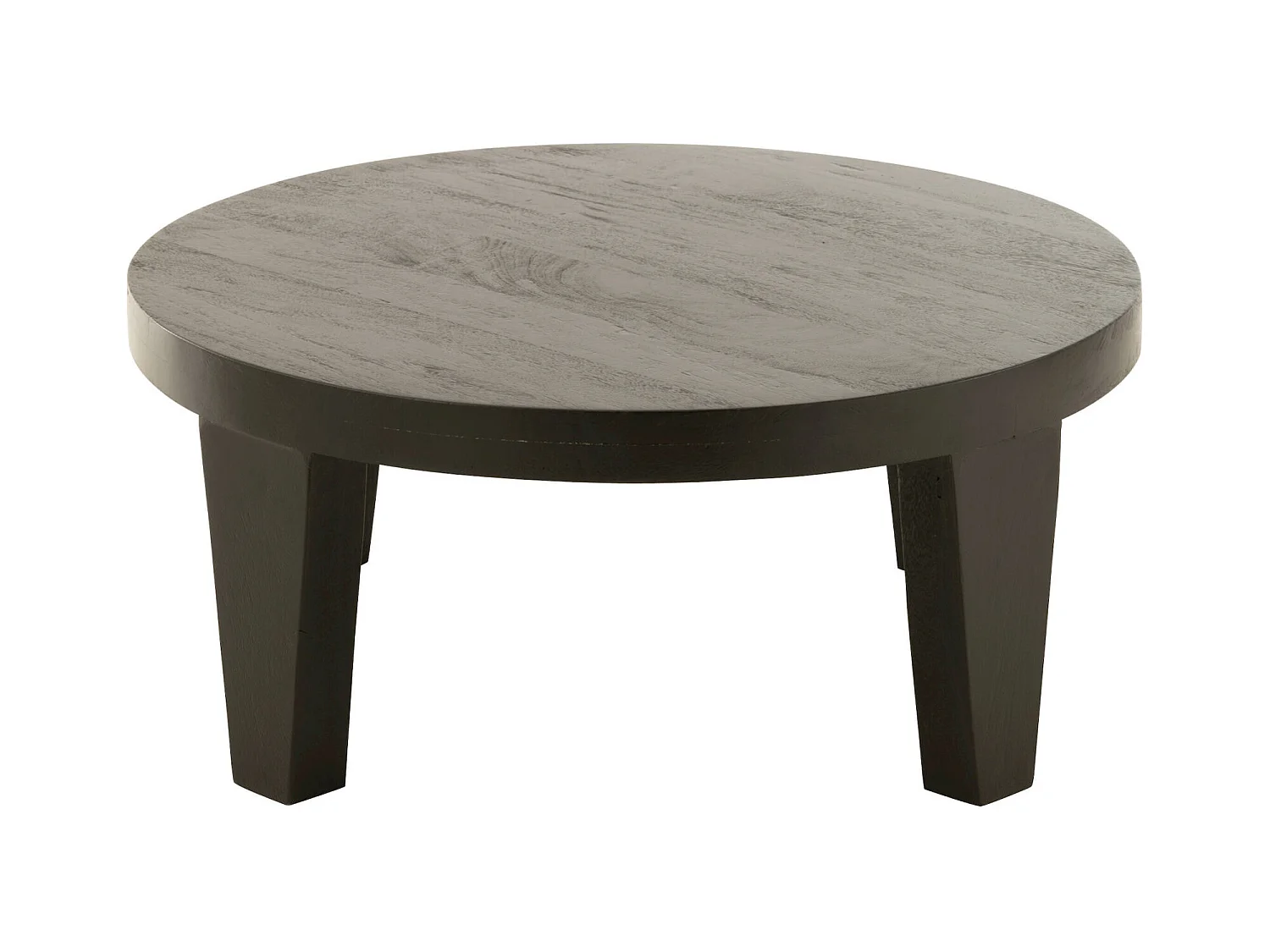 Table basse ronde en bois de manguier finition noir mat