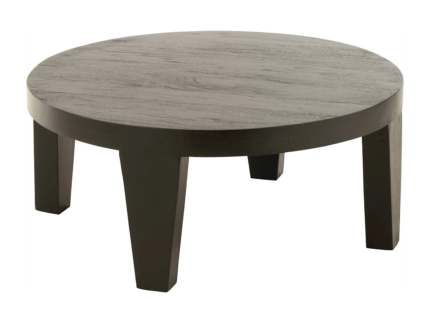Table basse ronde en bois de manguier finition noir mat
