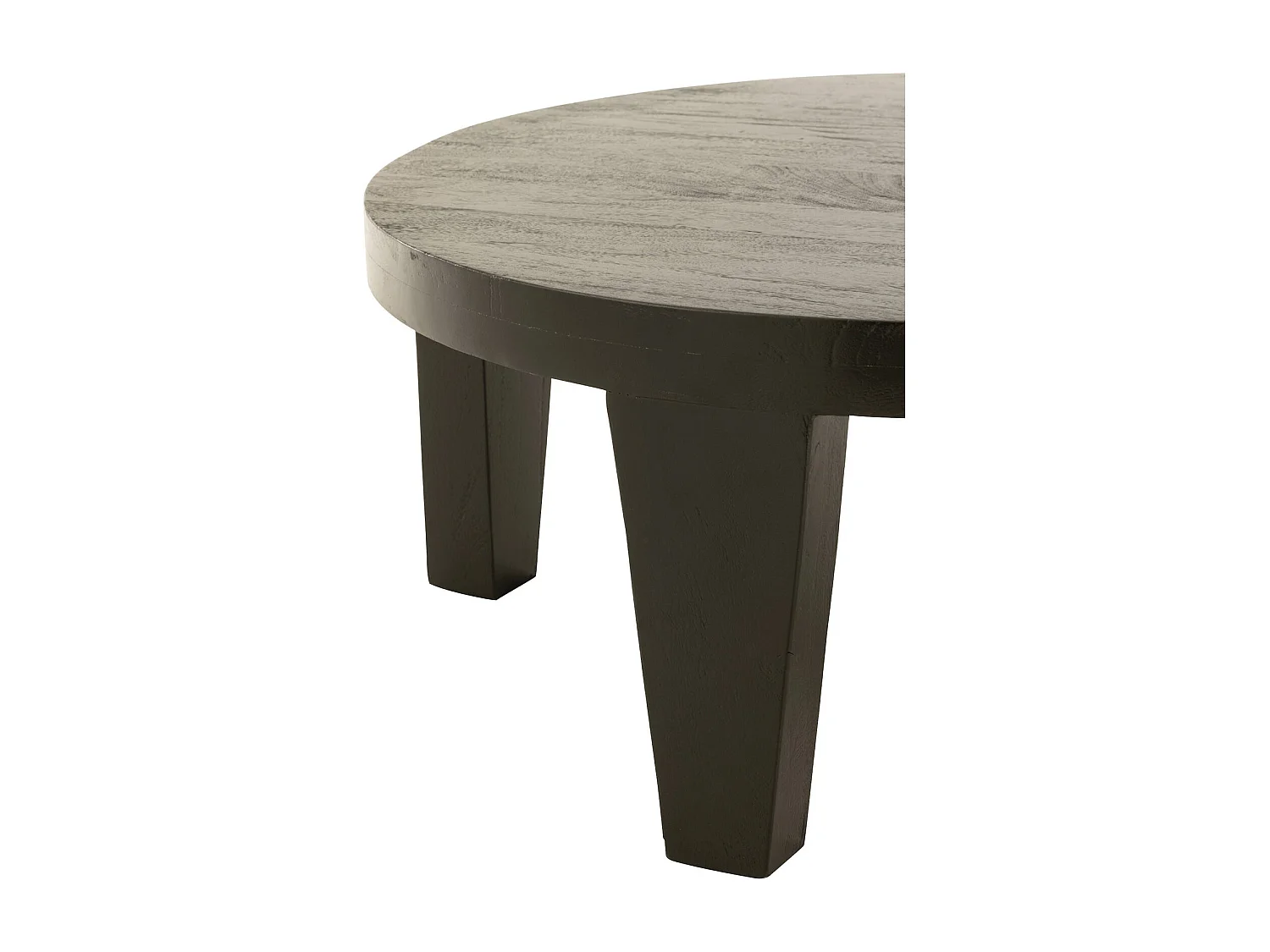 Table basse ronde en bois de manguier finition noir mat