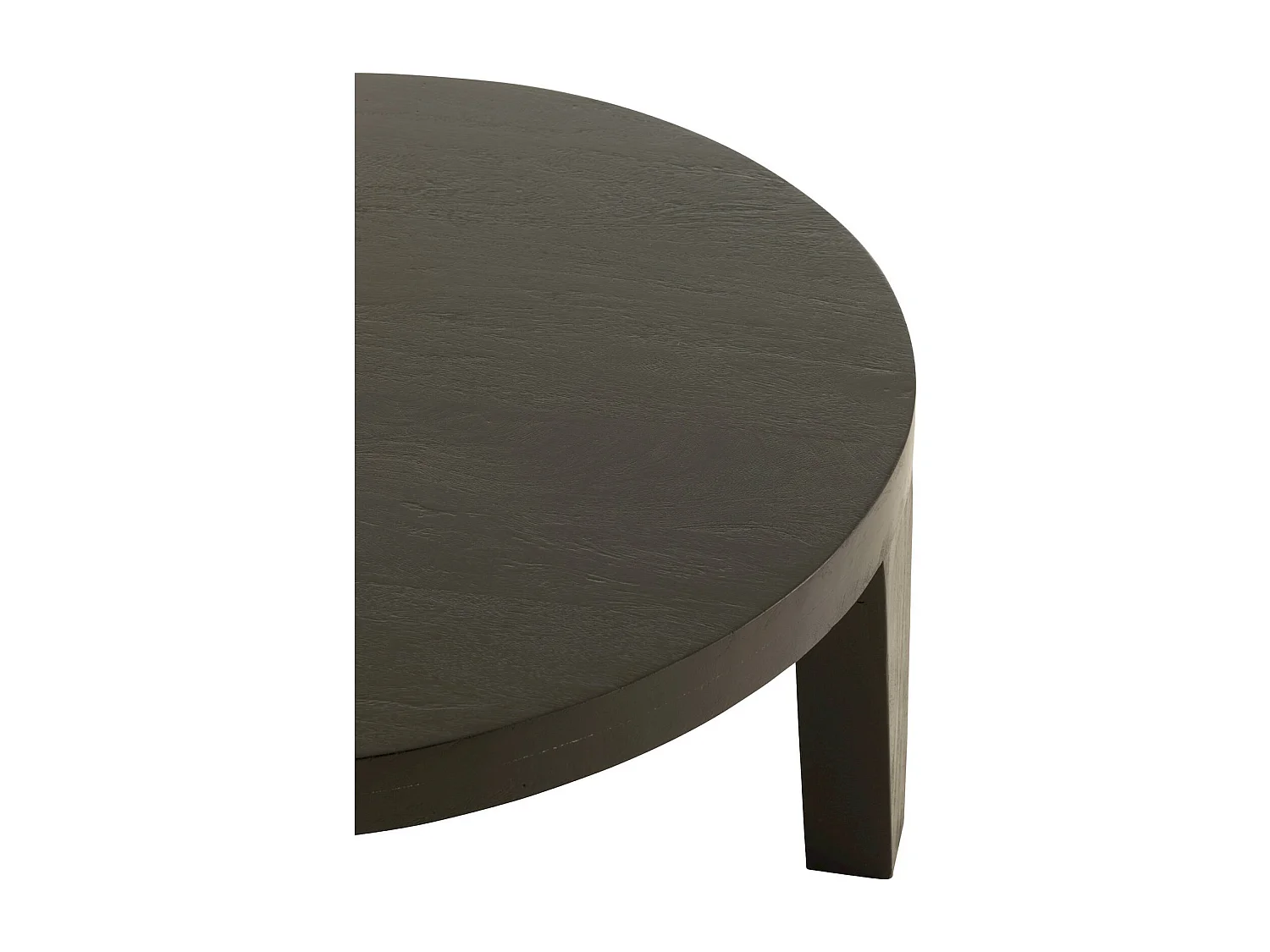 Table basse ronde en bois de manguier finition noir mat