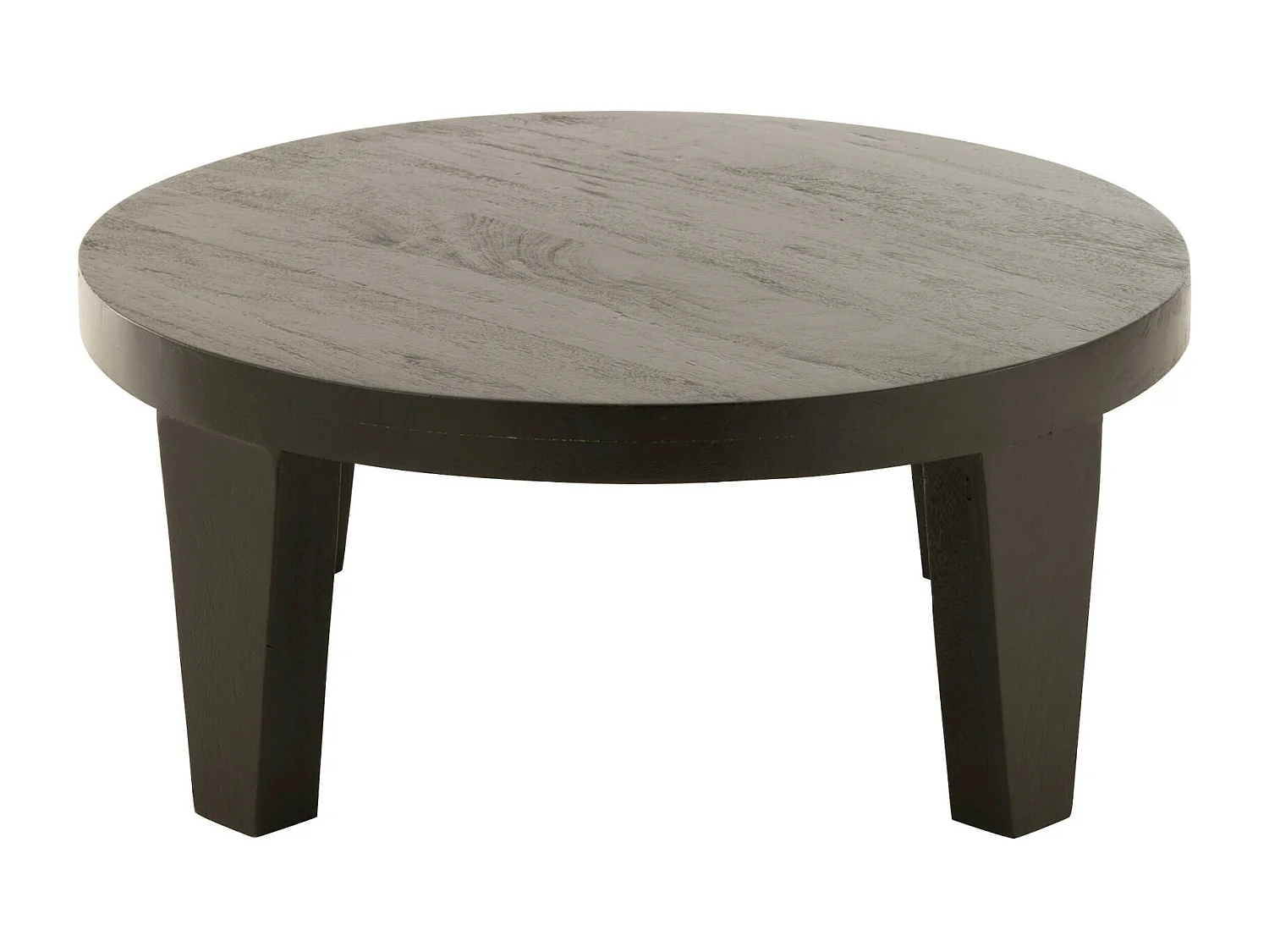 Table basse ronde en bois de manguier finition noir mat