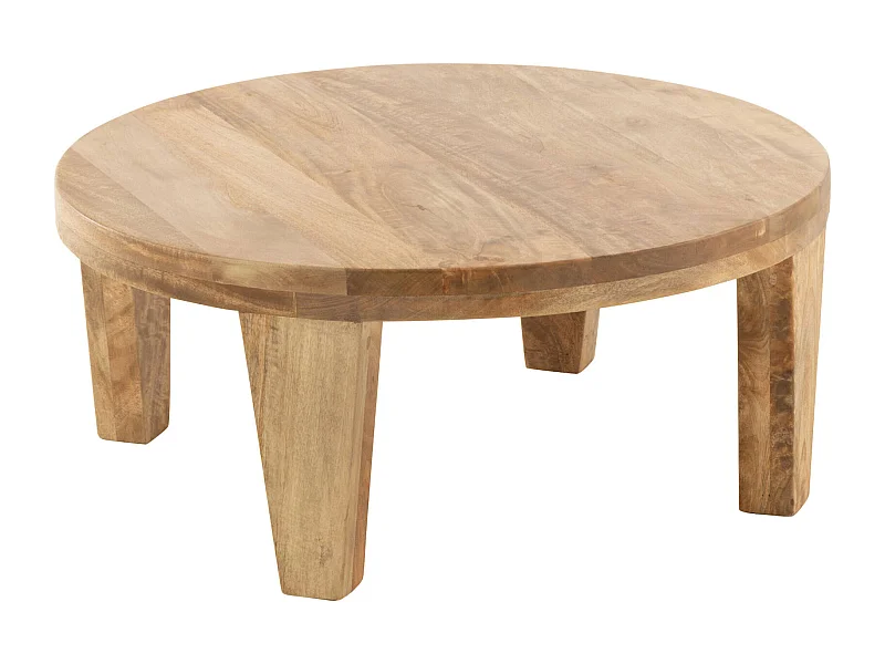 Table basse ronde en bois de manguier naturel salon élégant