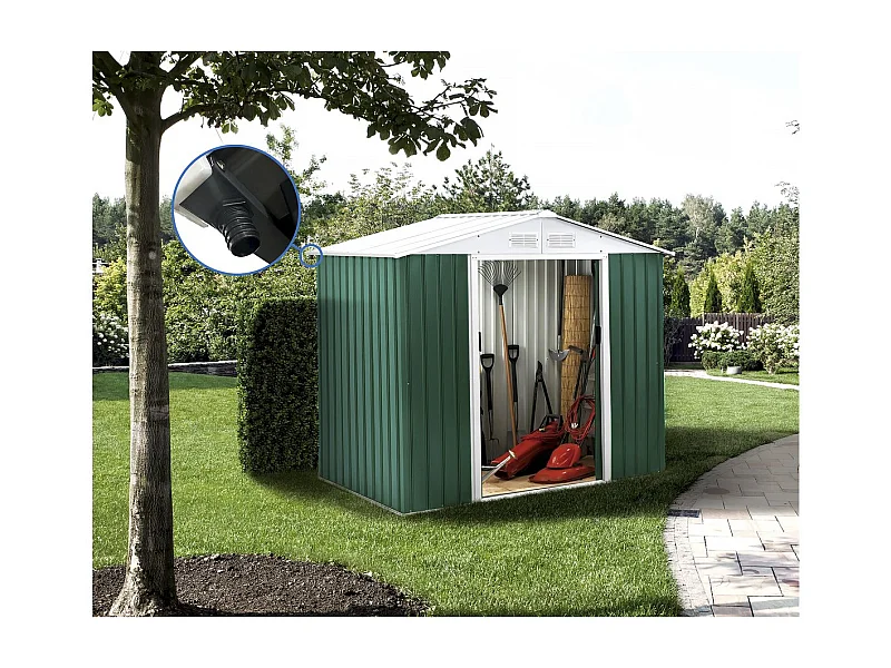 Abri de jardin métal - "Rosas "- 4,07 m² avec gouttière - Vert
