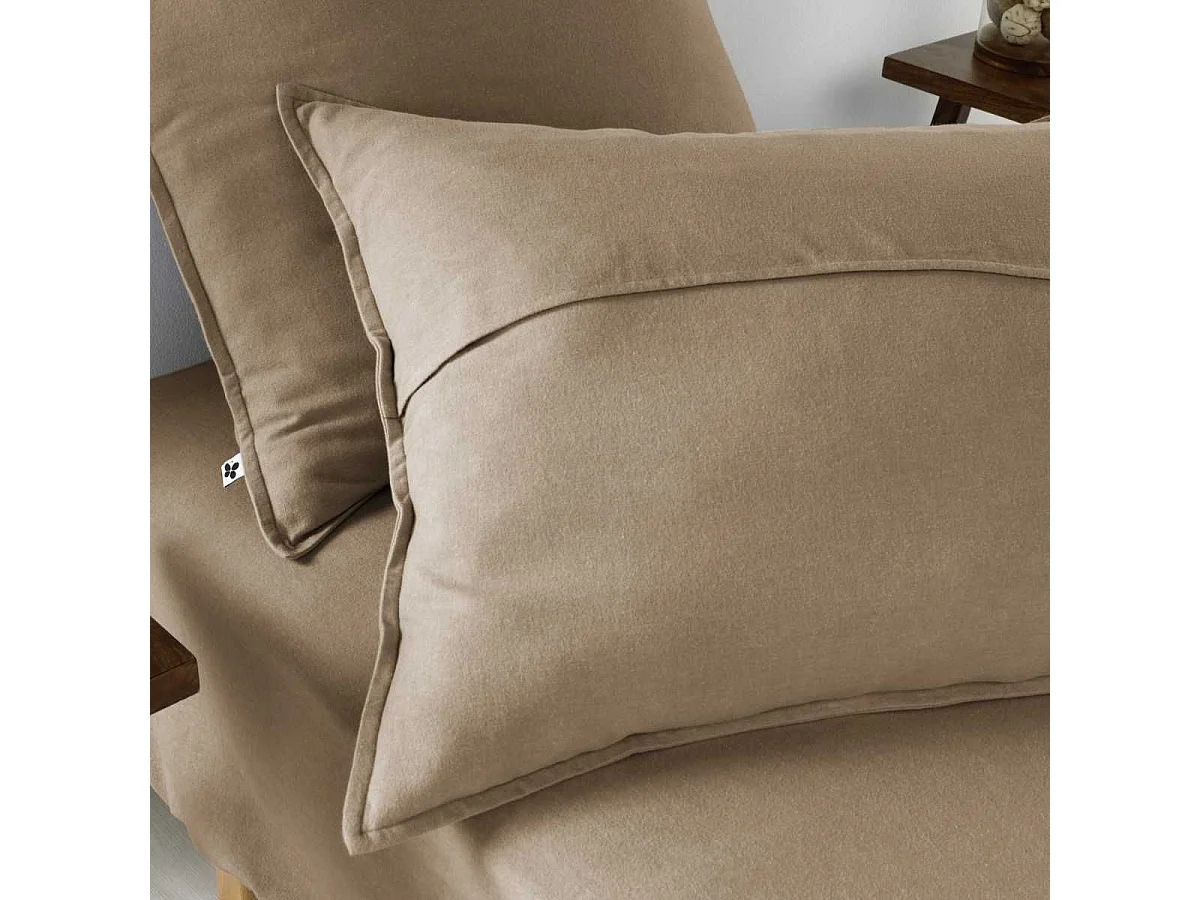 Taie d'oreiller 50x70cm en flanelle de coton unie coloris Ficelle - HEDDA