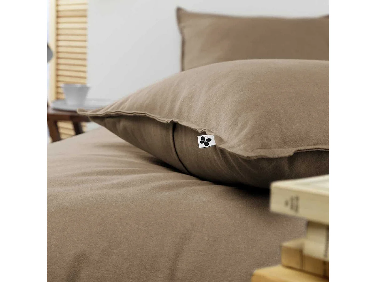 Taie d'oreiller 63x63cm en flanelle de coton coloris Ficelle - HEDDA