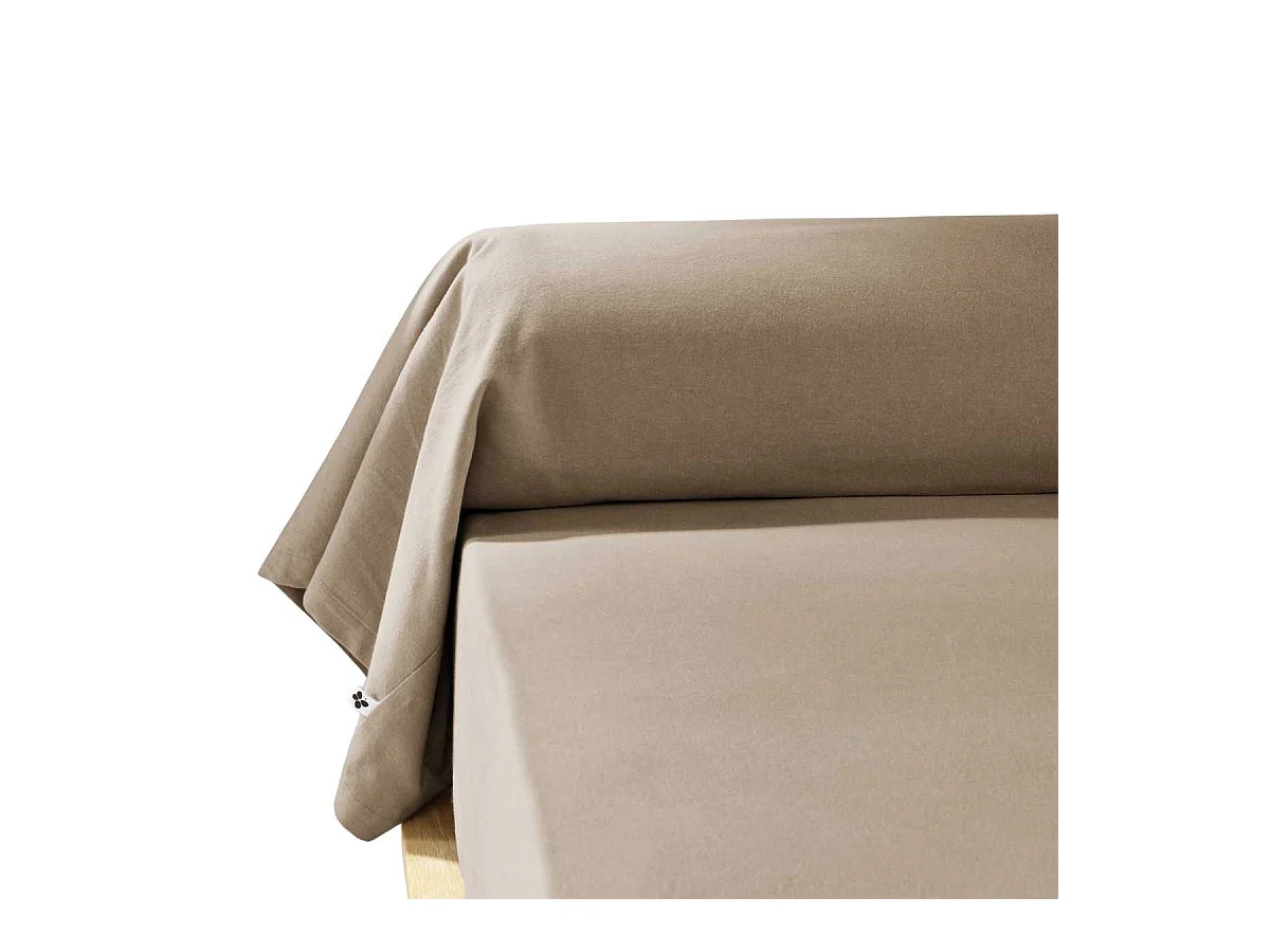 Taie de traversin 43x185cm en flanelle de coton coloris Ficelle - HEDDA