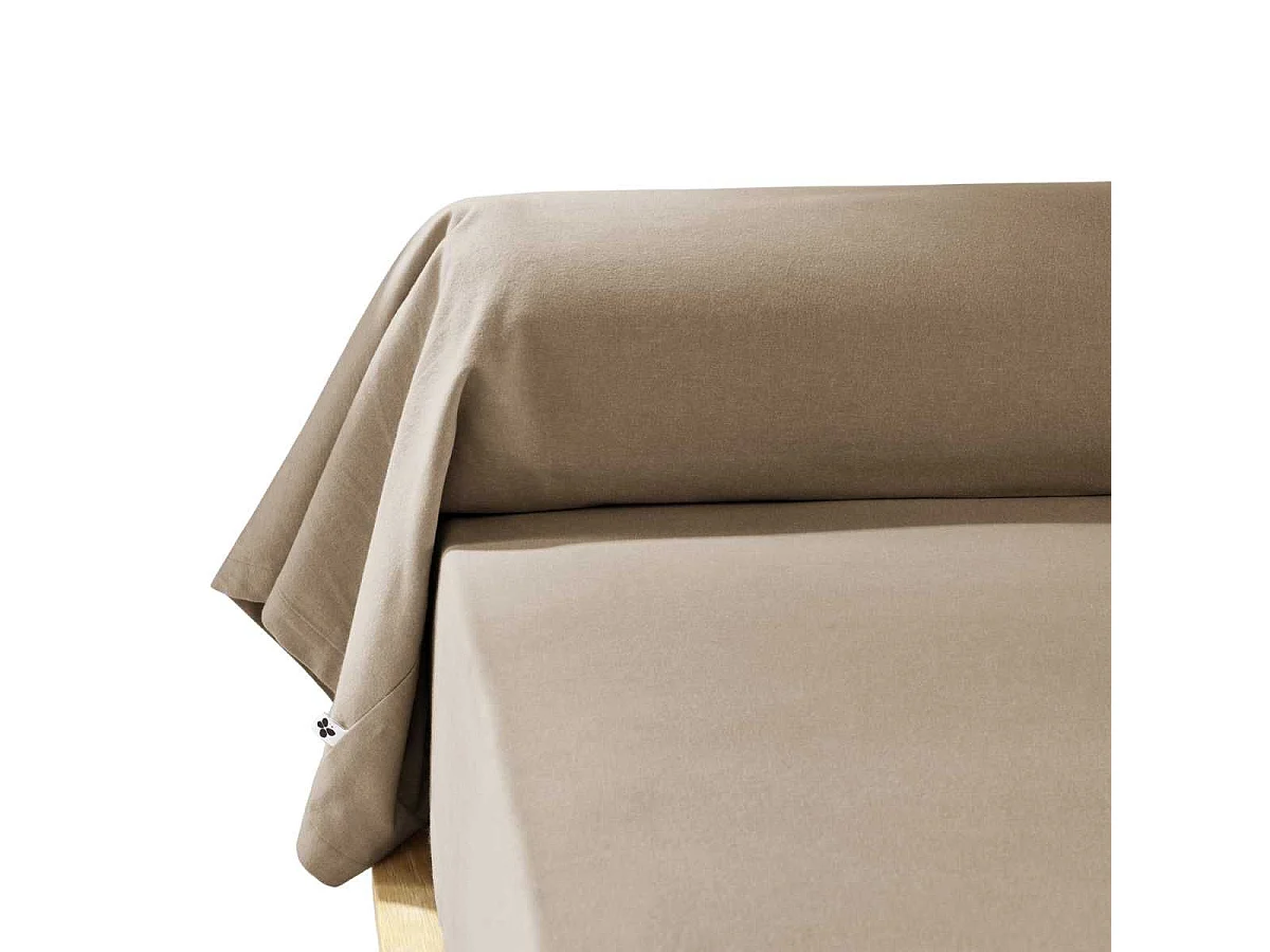 Taie de traversin 43x185cm en flanelle de coton coloris Ficelle - HEDDA