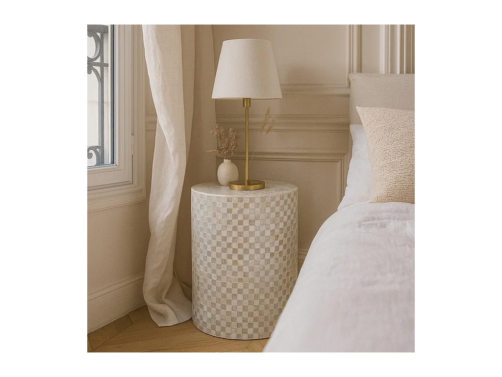 Now's Home - Meuble D'appoint  En Coquille De Capiz Vert 35x35xht50  Zina