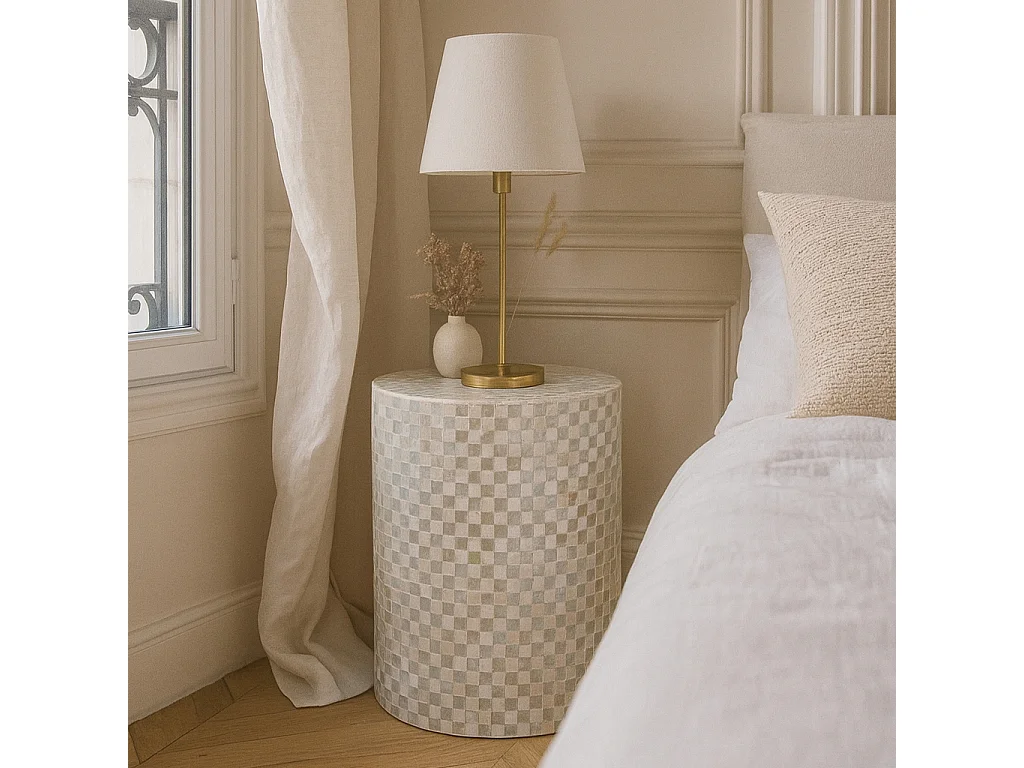 Now's Home - Meuble D'appoint  En Coquille De Capiz Vert 35x35xht50  Zina