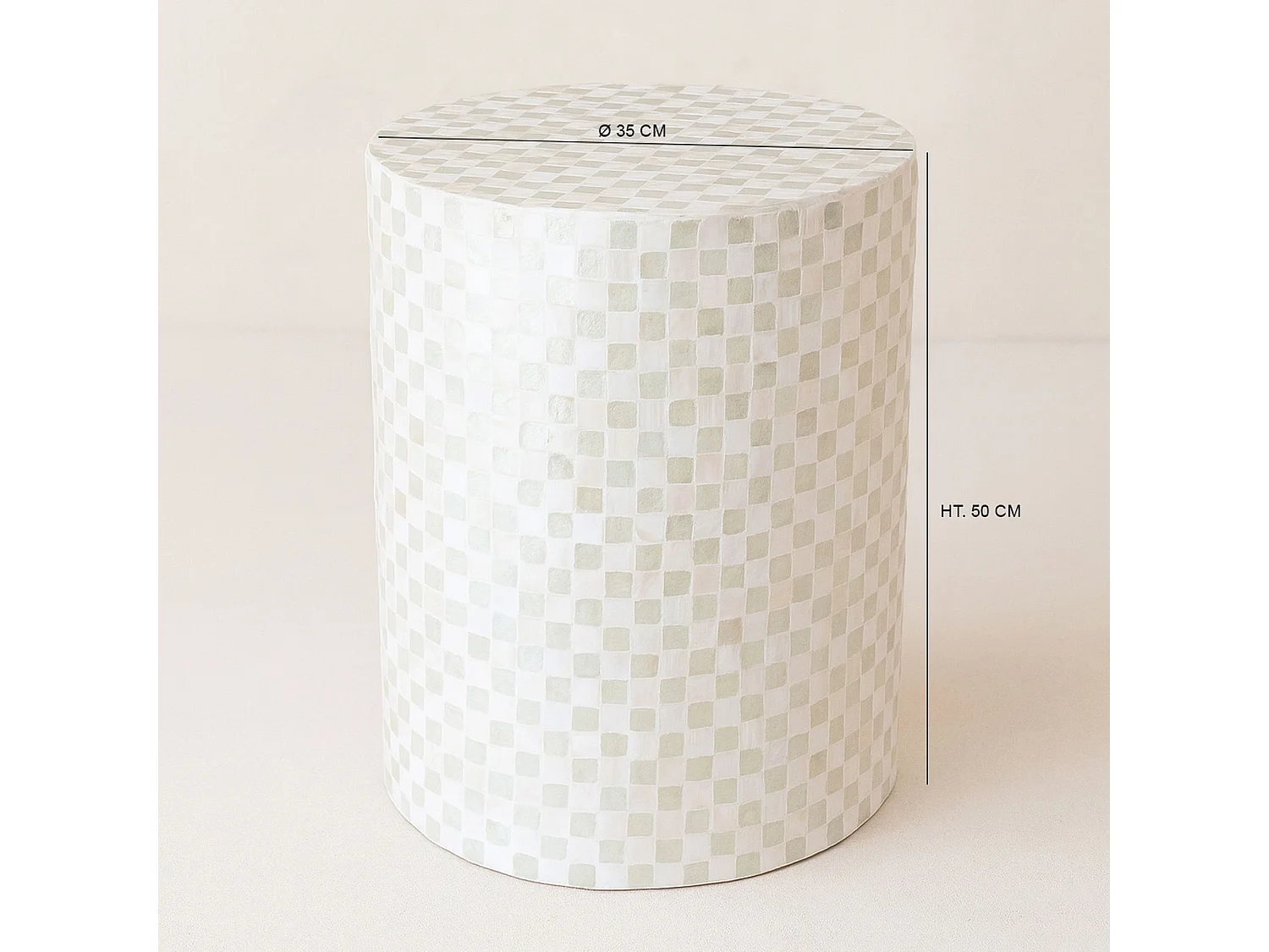 Now's Home - Meuble D'appoint  En Coquille De Capiz Vert 35x35xht50  Zina