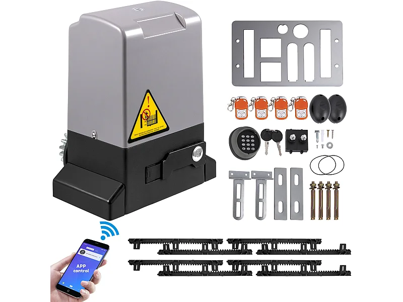 Apriporta Scorrevole SucceBuy, Apriportone Automatico 4 m con 4 Telecomandi e Controllo APP, Motore Cancello Elettrico per Viale Rotabile