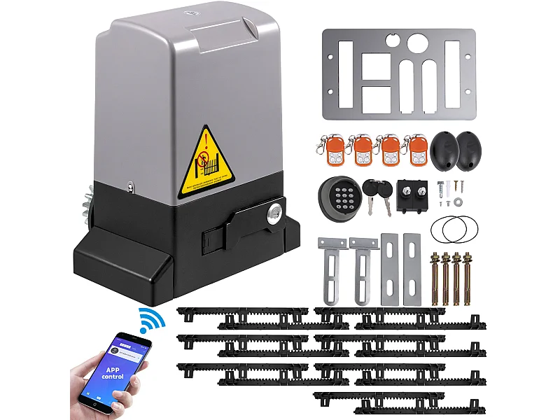 Ouvre-Porte Coulissant SucceBuy, Ouvre Portail Automatique 7 m avec 4 Télécommandes et Contrôle APP, Moteur de Portail Électrique pour Allée Roulante