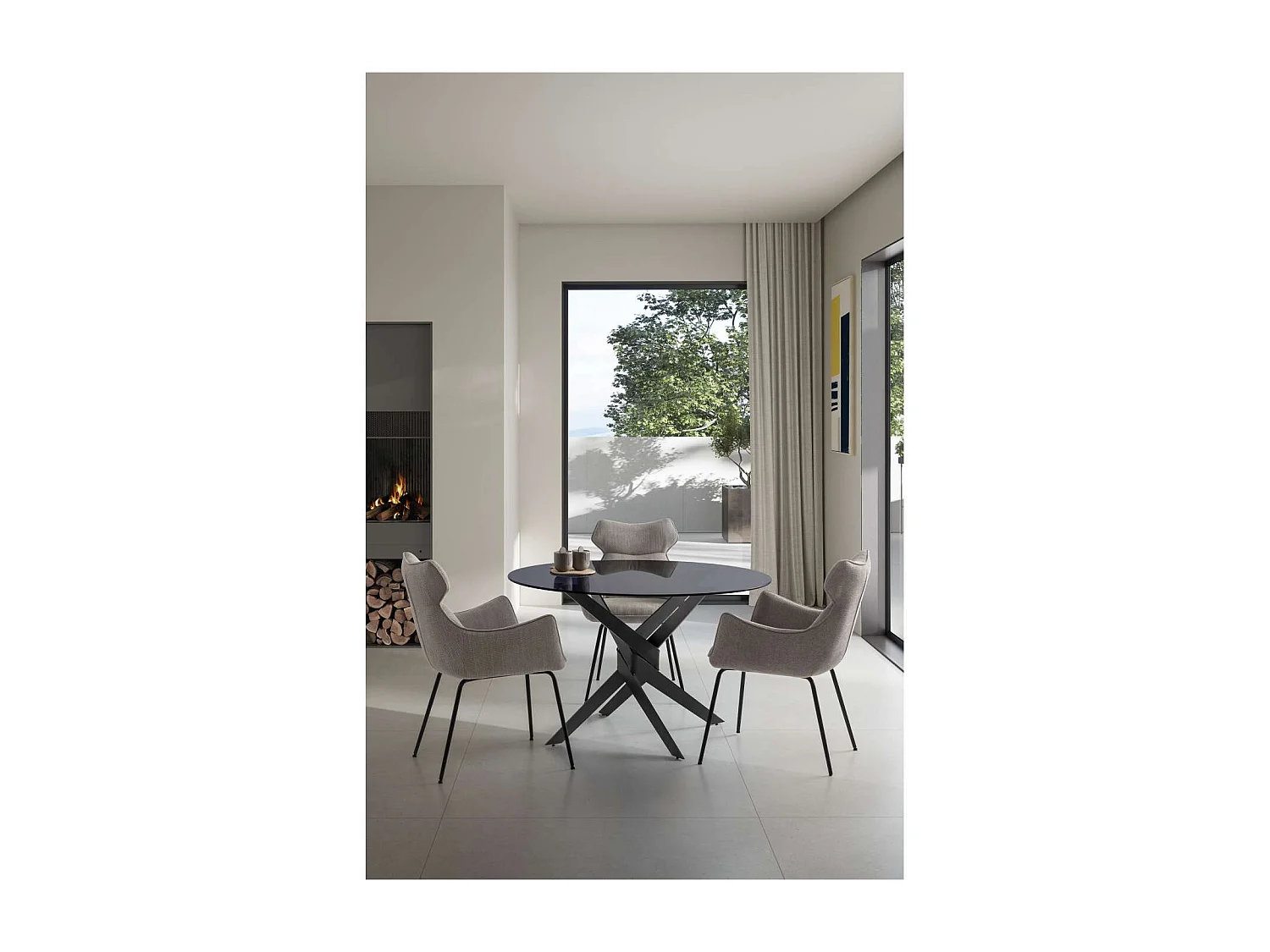 Pack de 2 sillones modelo Dimitri tapizado textil gris, 90cm(alto) 60cm(ancho) 65cm(largo)