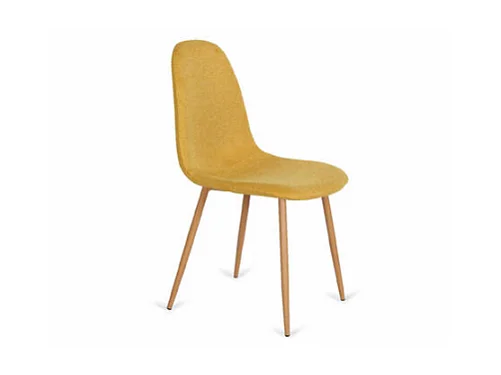 Pack 4 sillas tapizadas en tela color dorado, pata efecto madera modelo Córdoba, 43 cm(an