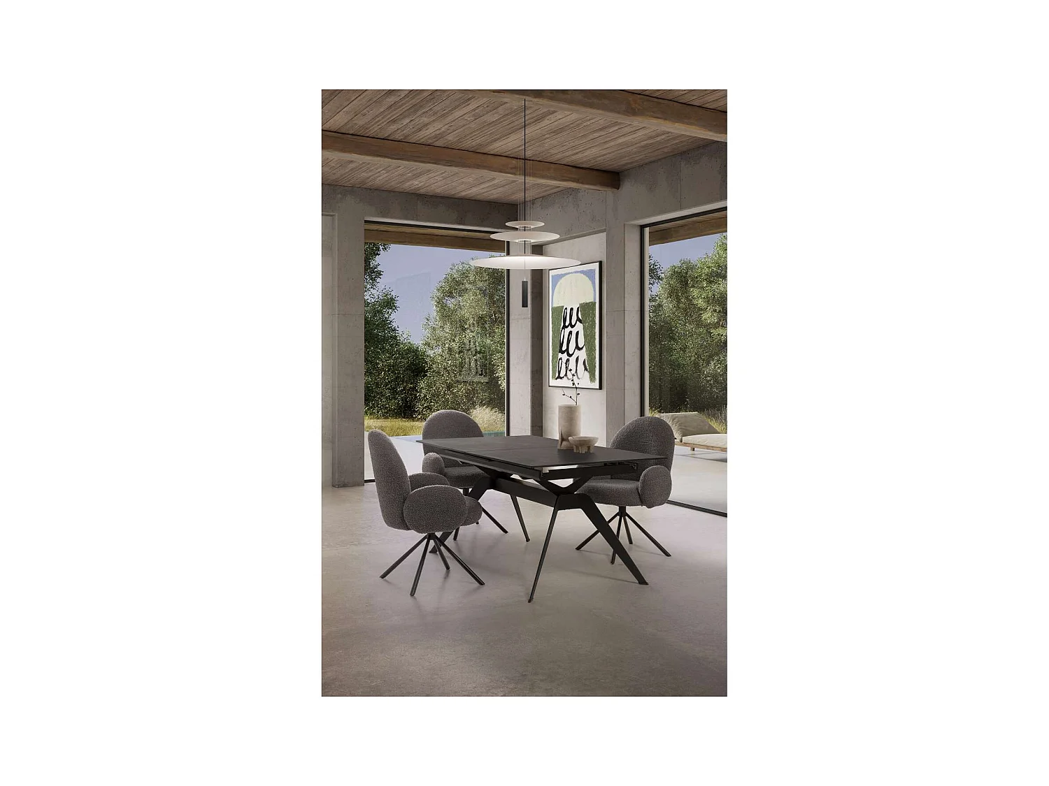 Sillón giratorio modelo Damas con brazos tapizado textil gris oscuro, 89cm(alto) 64cm(anc