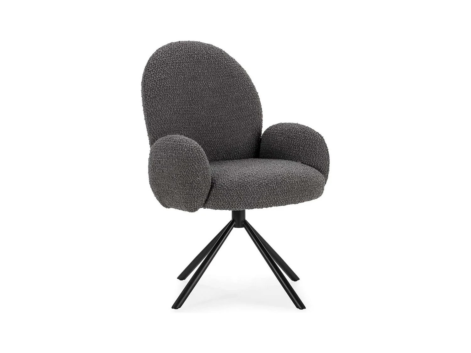 Sillón giratorio modelo Damas con brazos tapizado textil gris oscuro, 89cm(alto) 64cm(anc