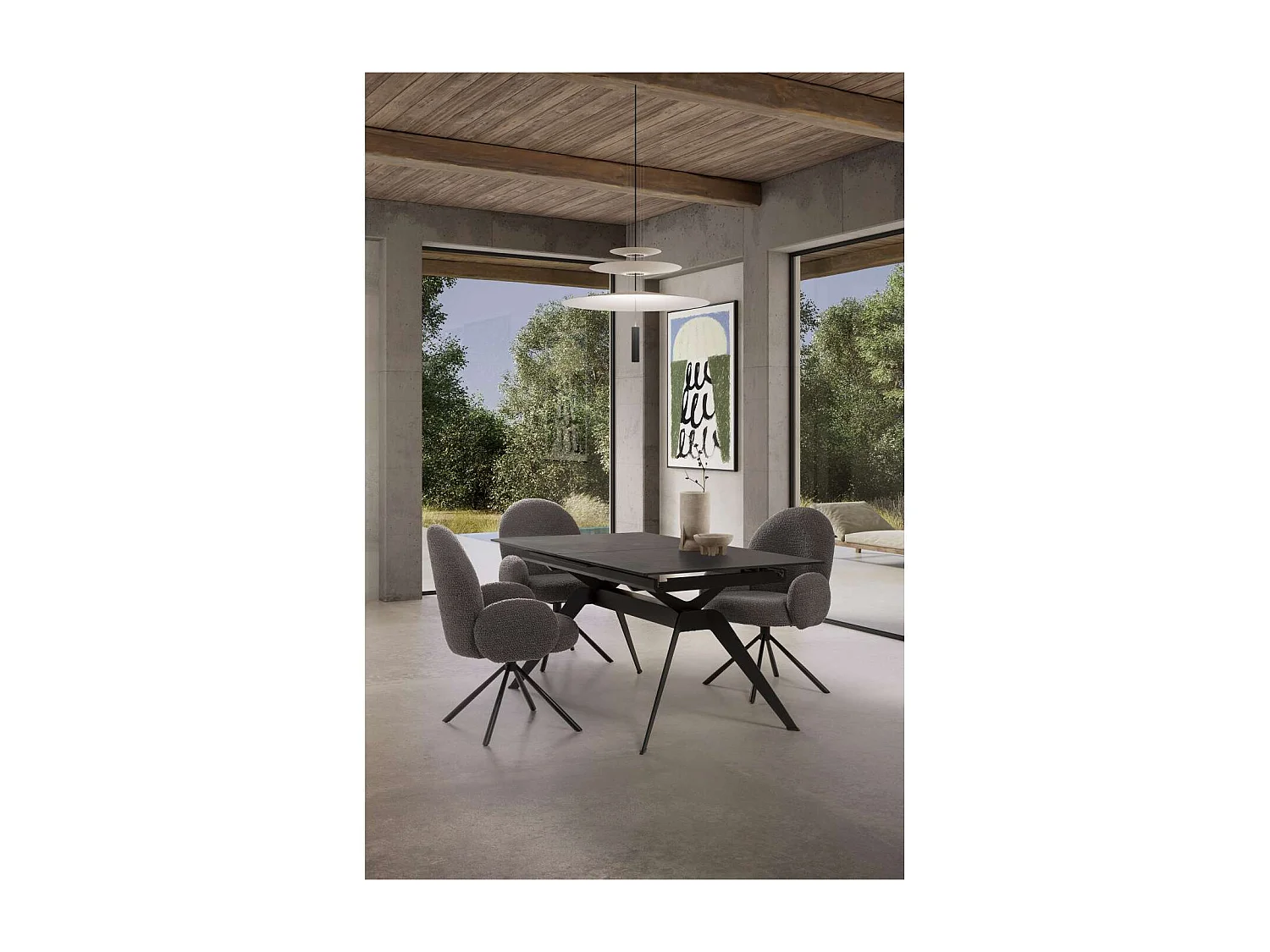 Sillón giratorio modelo Damas con brazos tapizado textil gris oscuro, 89cm(alto) 64cm(anc