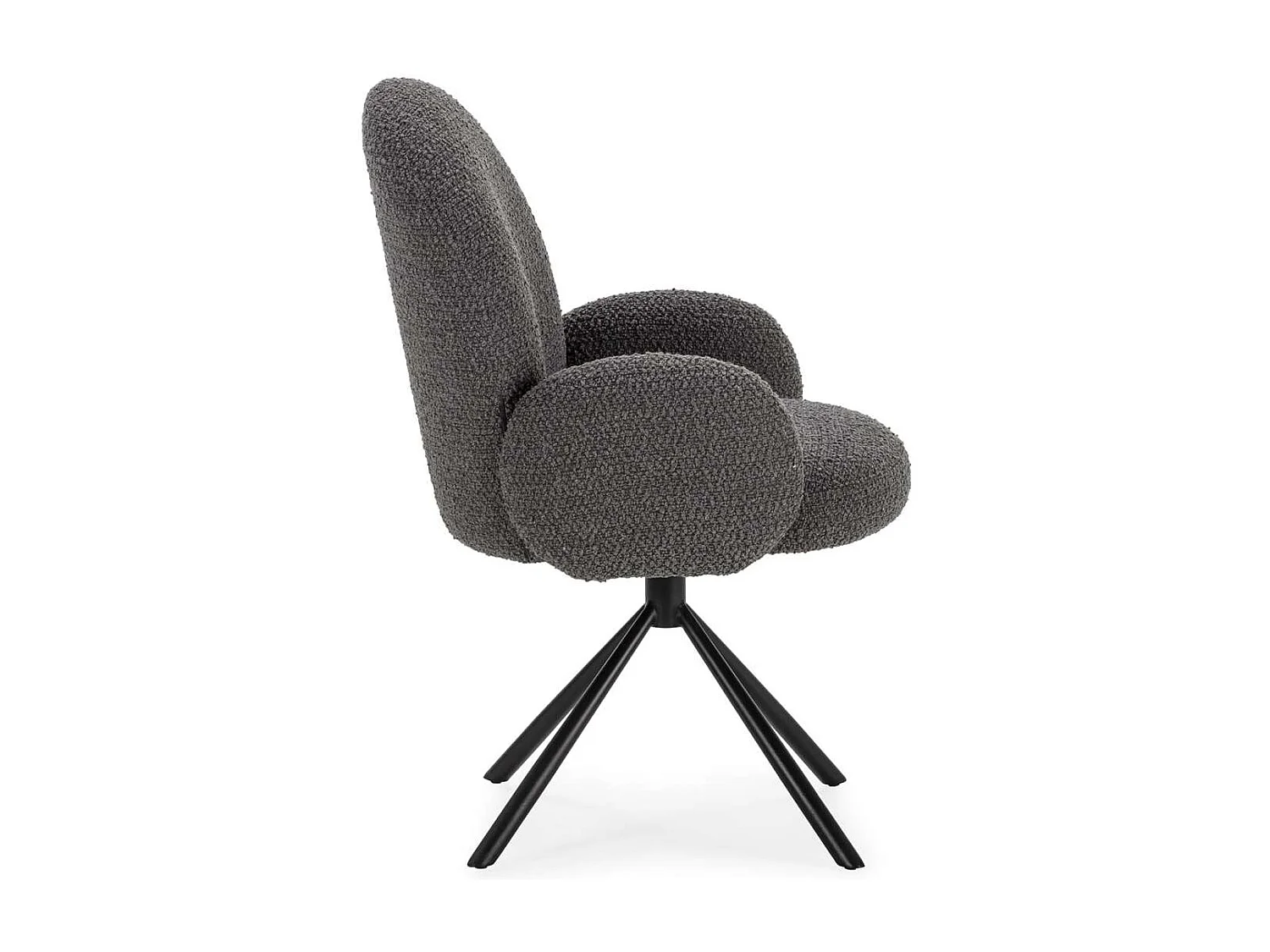 Sillón giratorio modelo Damas con brazos tapizado textil gris oscuro, 89cm(alto) 64cm(anc