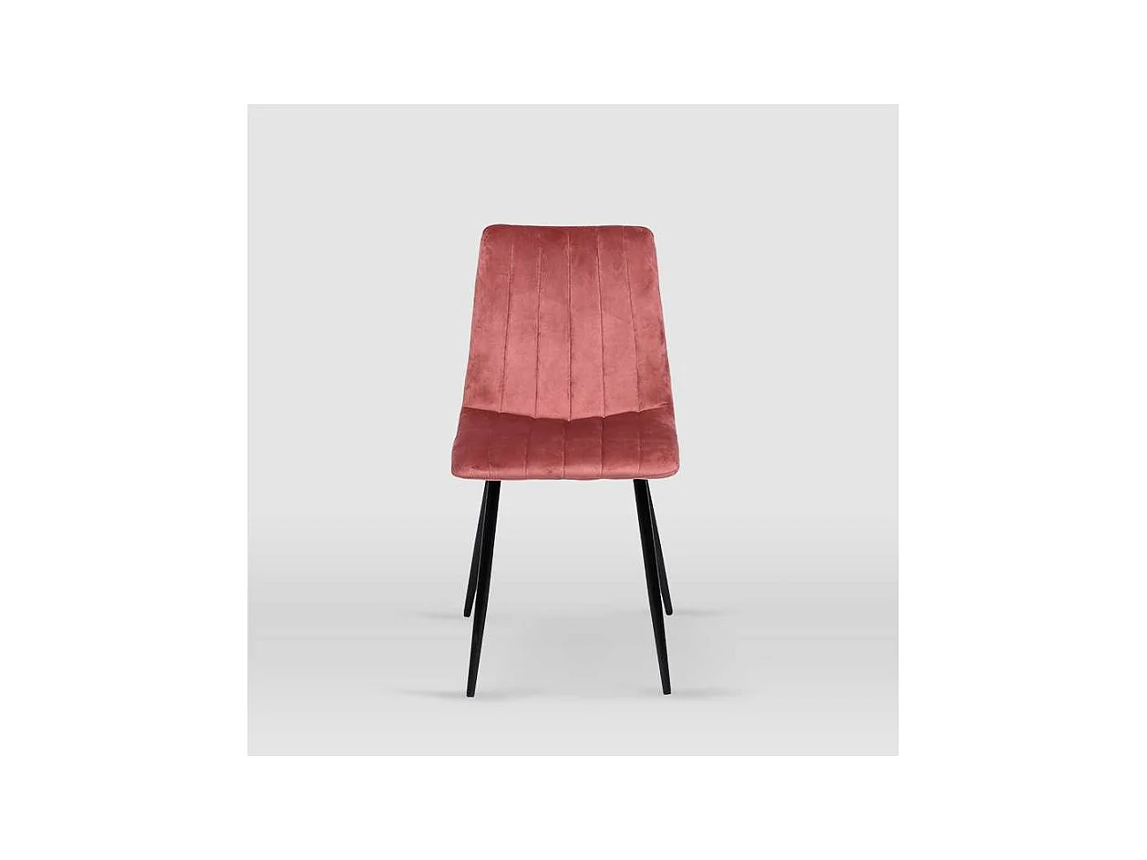 Pack de 4 sillas modelo IRIA tapizadas en terciopelo rosa maquillaje, 44cm(ancho ) 88.5cm(