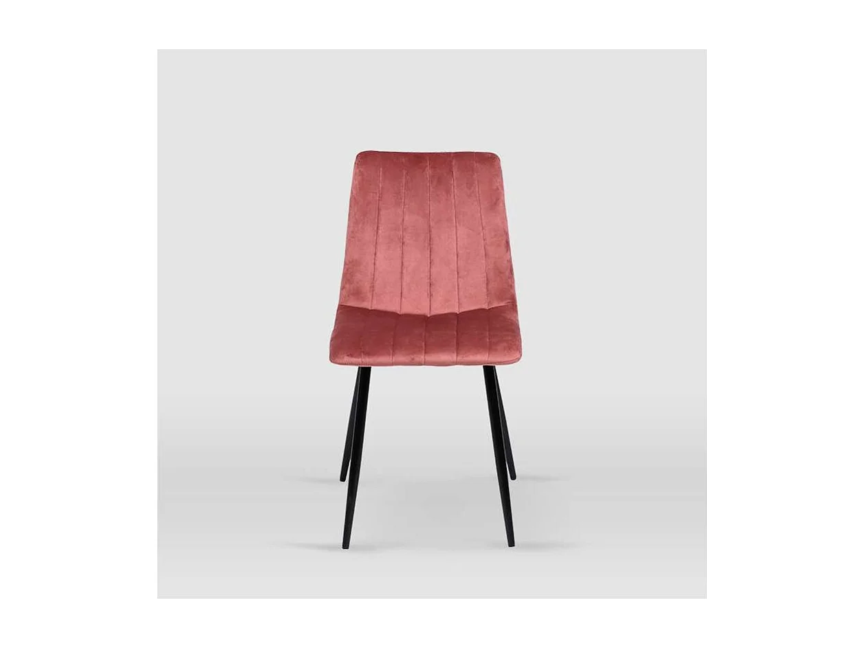 Pack de 4 sillas modelo IRIA tapizadas en terciopelo rosa maquillaje, 44cm(ancho ) 88.5cm(