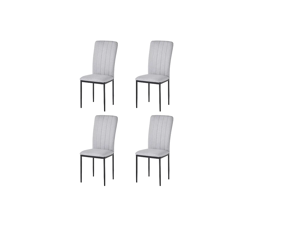 Pack de 4 sillas Md-Trenton tapizadas en tejido gris ceniza, 100cm(alto) 36cm(ancho) 55cm(
