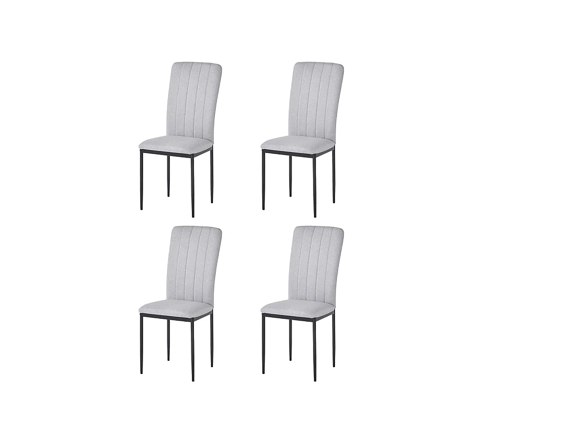 Pack de 4 sillas Md-Trenton tapizadas en tejido gris ceniza, 100cm(alto) 36cm(ancho) 55cm(
