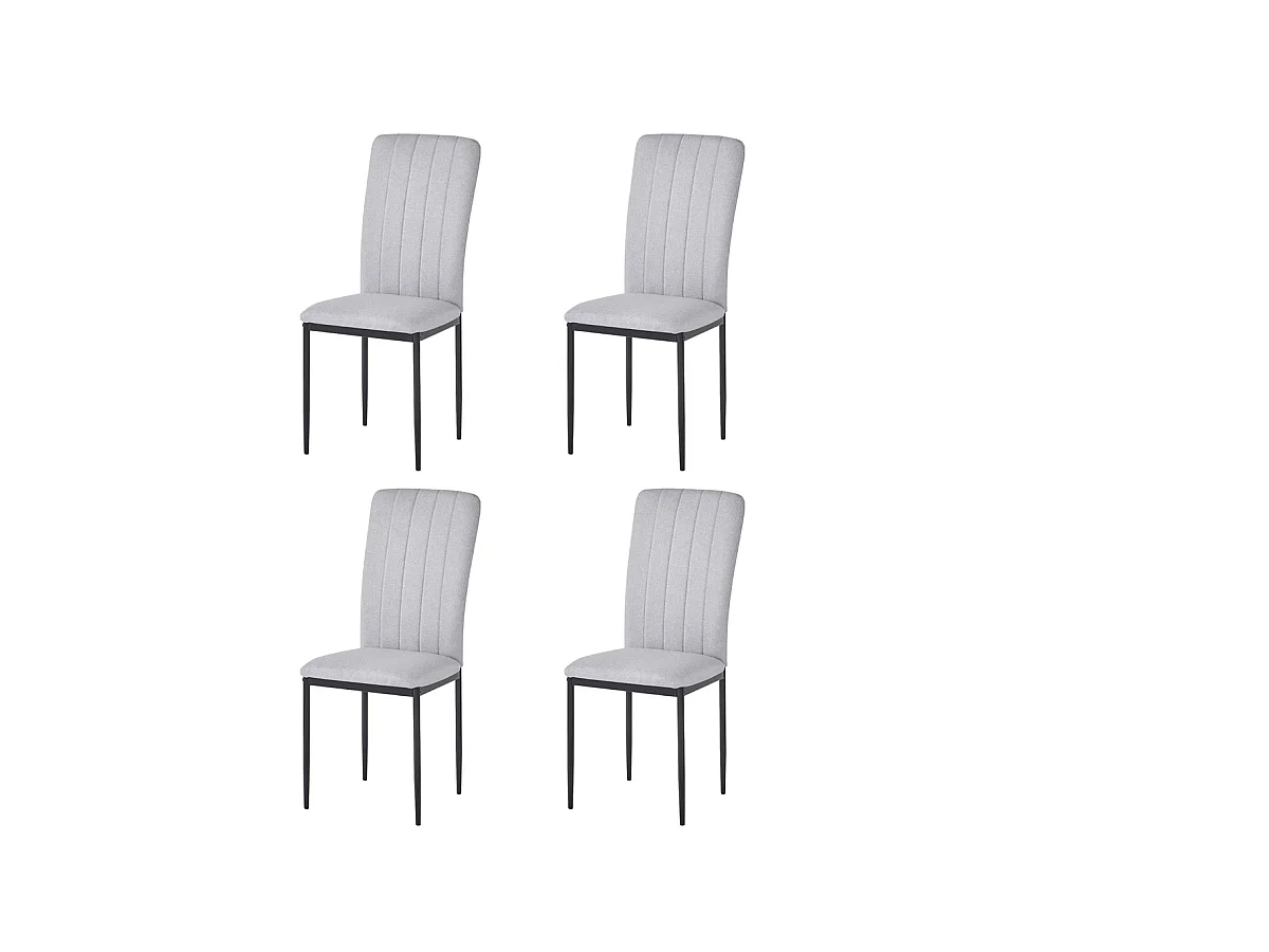 Pack de 4 sillas Md-Trenton tapizadas en tejido gris ceniza, 100cm(alto) 36cm(ancho) 55cm(