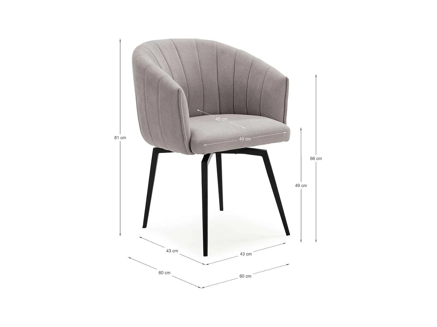 Sillón giratorio modelo Plumeti tapizado textil taupe, 81cm(alto) 60cm(ancho) 61cm(largo)