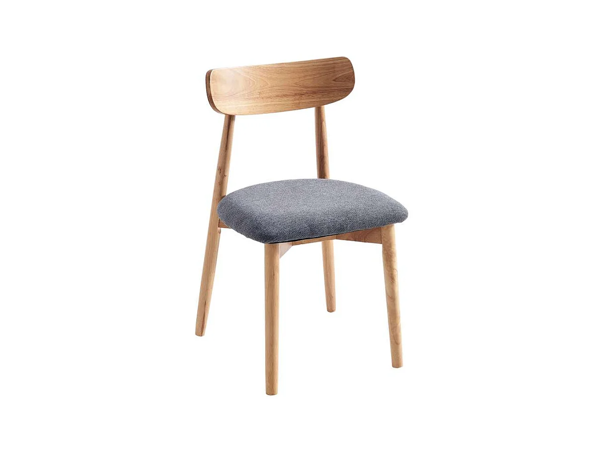 Pack de 2 sillas para cocina o comedor Shia tapizado textil gris/natural, 83cm(alto) 49cm(