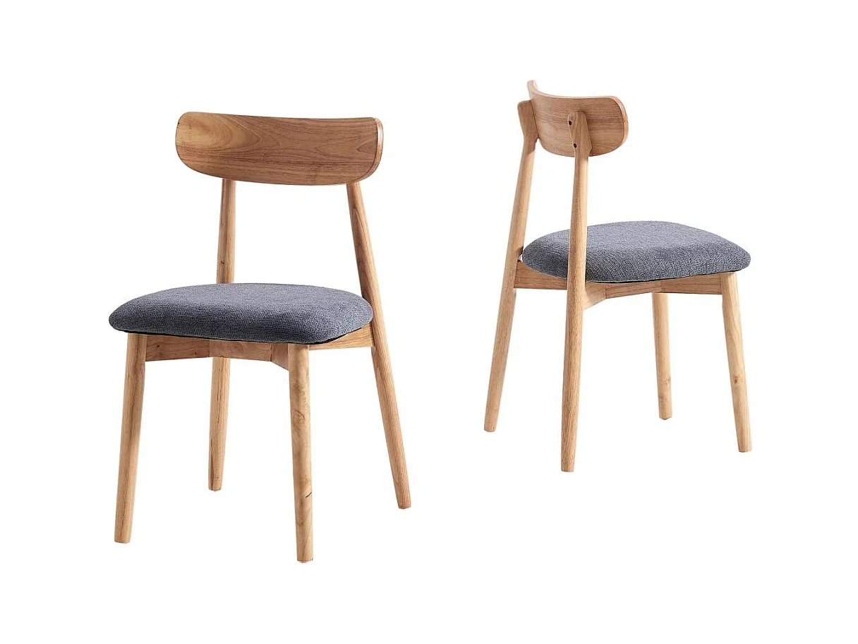 Pack de 2 sillas para cocina o comedor Shia tapizado textil gris/natural, 83cm(alto) 49cm(