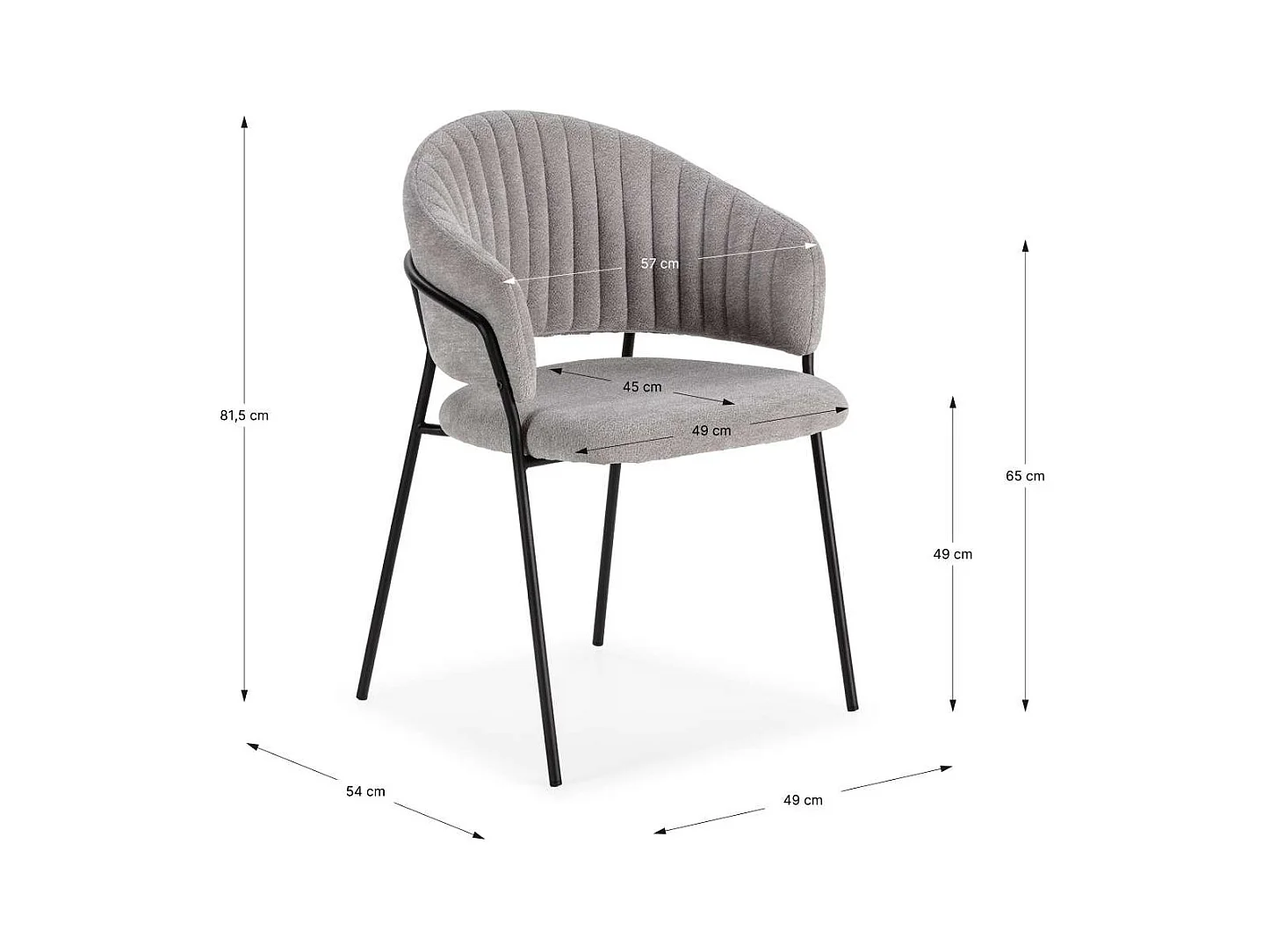 Pack de 2 sillones modelo Lidia tapizado textil gris claro, 81.5cm(alto) 54cm(ancho) 57cm(
