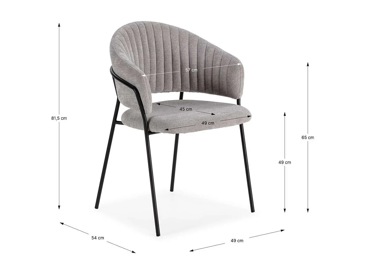 Pack de 2 sillones modelo Lidia tapizado textil gris claro, 81.5cm(alto) 54cm(ancho) 57cm(