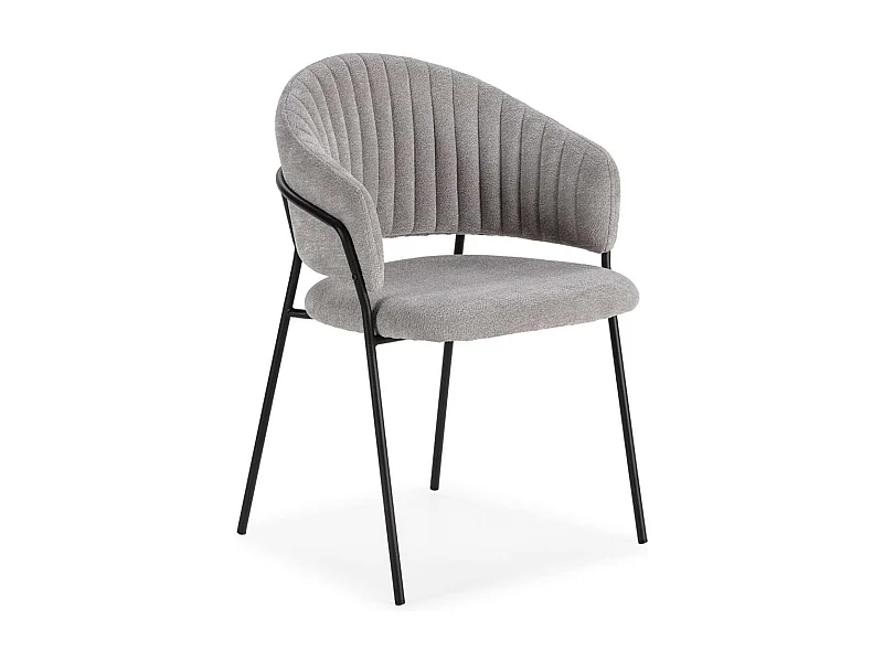 Pack de 2 sillones modelo Lidia tapizado textil gris claro, 81.5cm(alto) 54cm(ancho) 57cm(