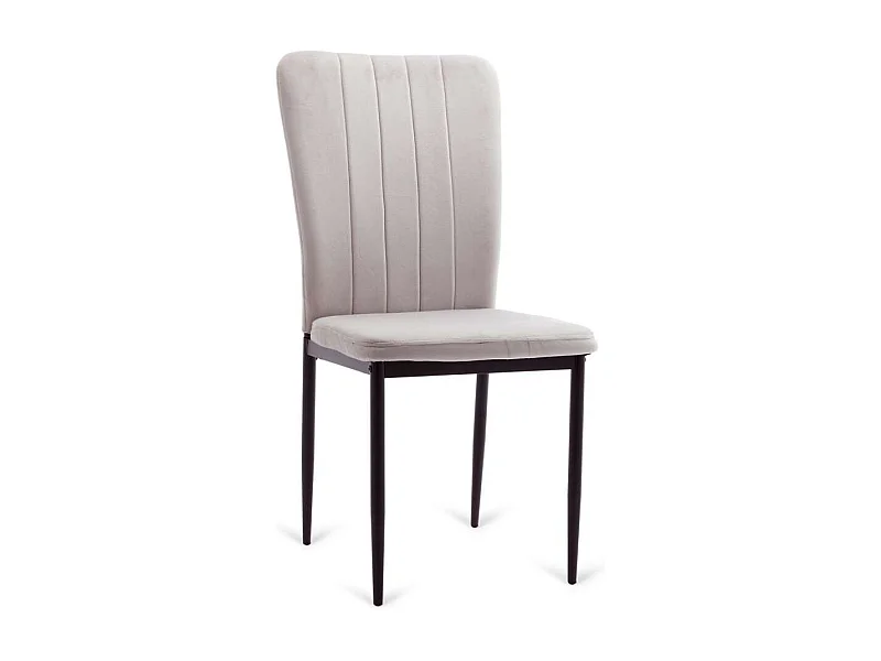 Pack de 6 sillas Cangas tapizadas en tejido velvet gris claro patas negras. 42cm(ancho ) 9