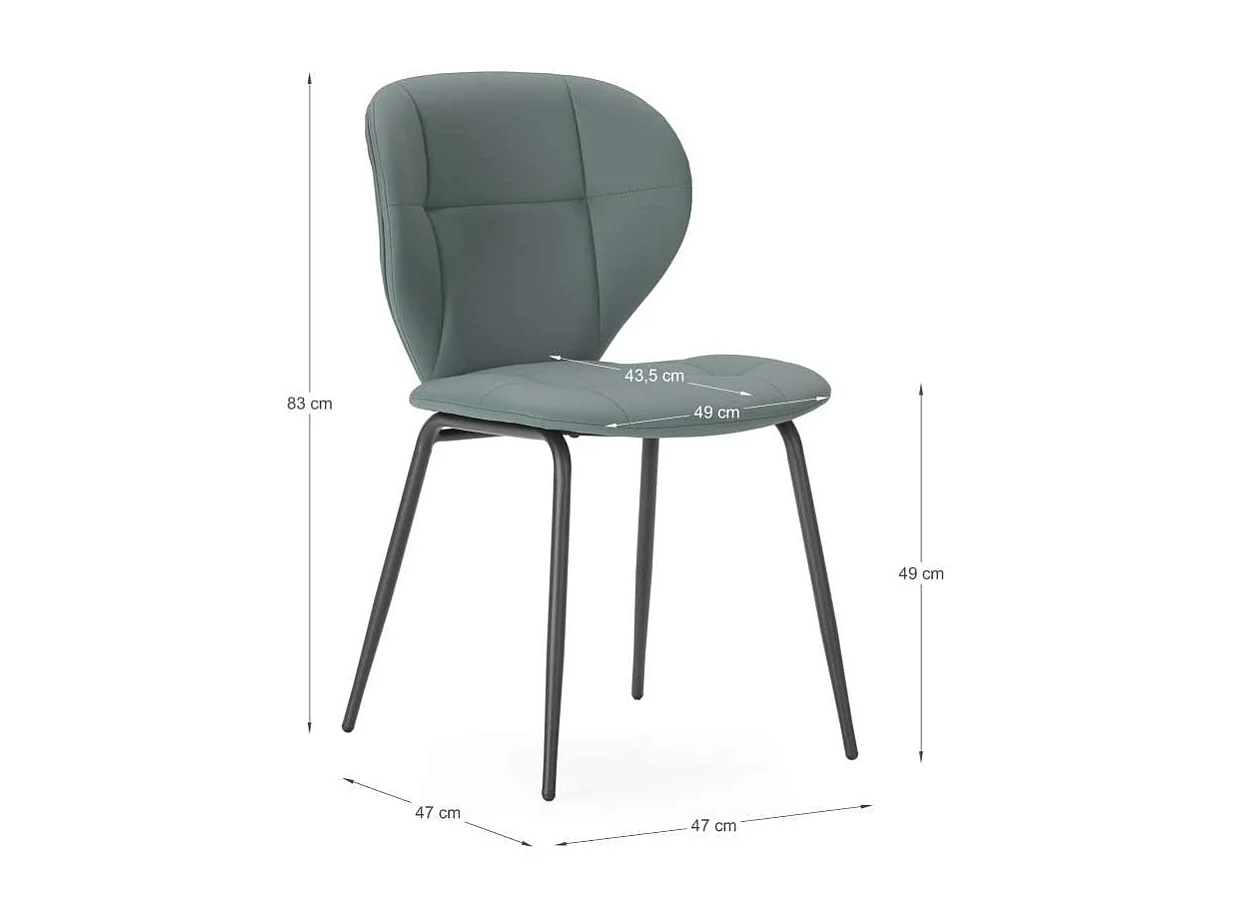 Pack de 2 sillas modelo Fauna tapizado polipiel verde, 83cm(alto) 50cm(ancho) 57cm(largo)