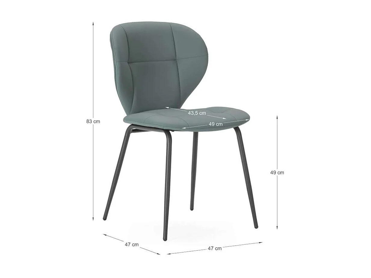Pack de 2 sillas modelo Fauna tapizado polipiel verde, 83cm(alto) 50cm(ancho) 57cm(largo)