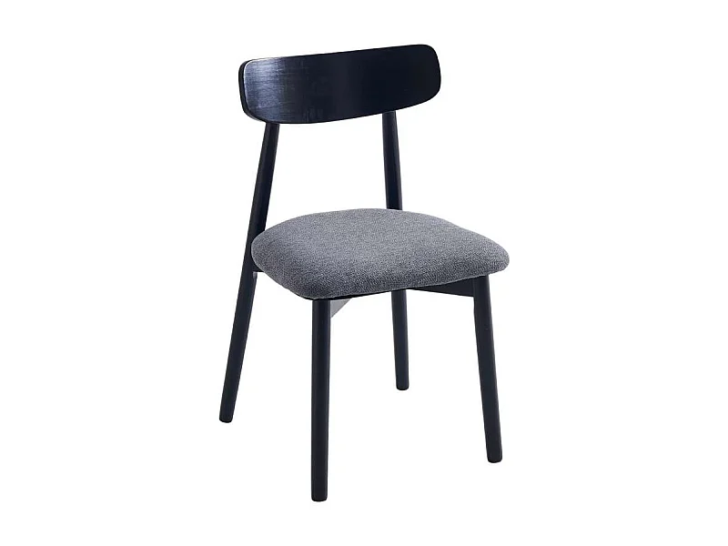 Pack de 2 sillas para cocina o comedor Shia tapizado textil gris/negro, 83cm(alto) 49cm(an