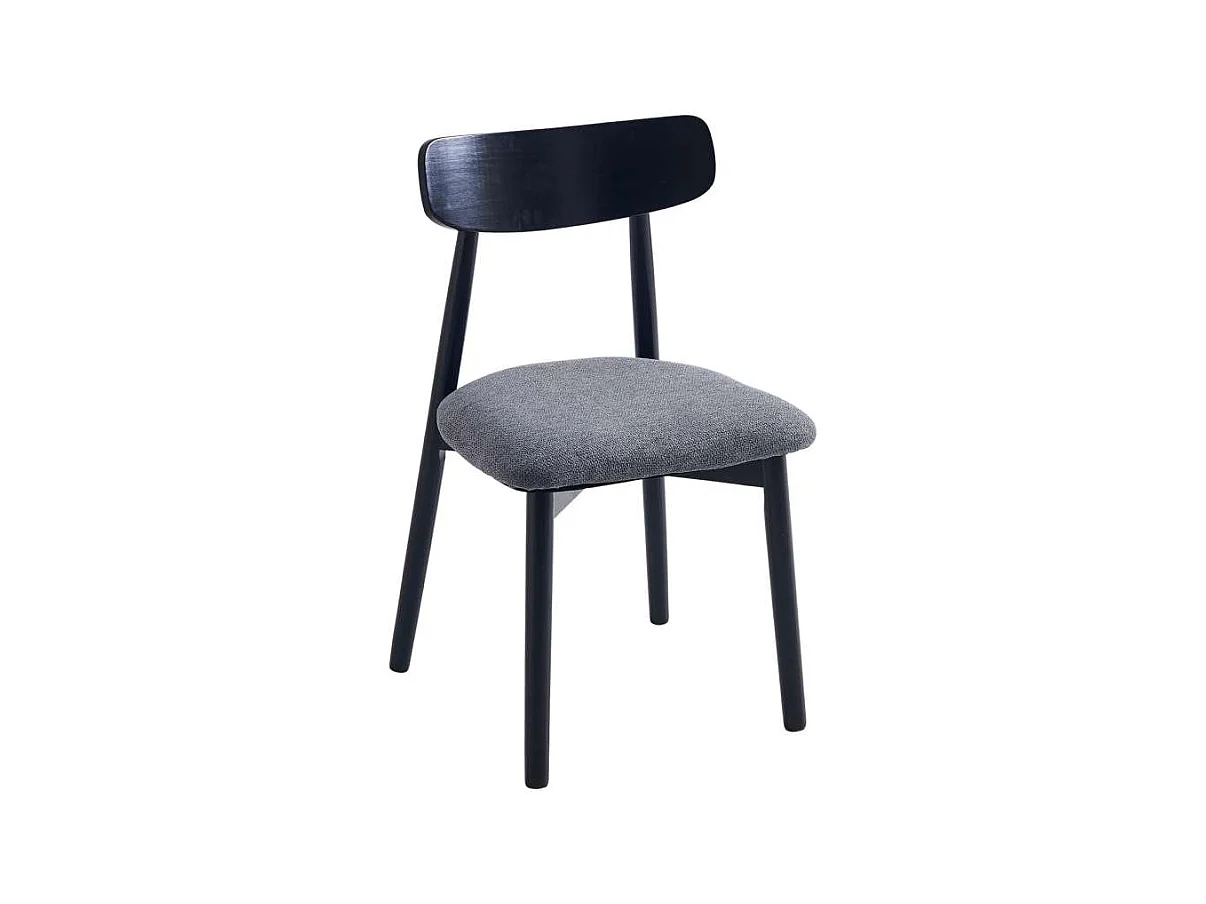 Pack de 2 sillas para cocina o comedor Shia tapizado textil gris/negro, 83cm(alto) 49cm(an