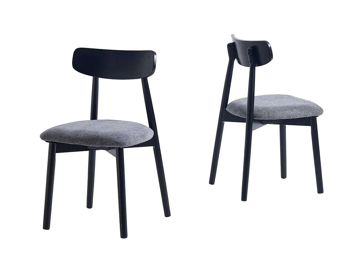 Pack de 2 sillas para cocina o comedor Shia tapizado textil gris/negro, 83cm(alto) 49cm(an