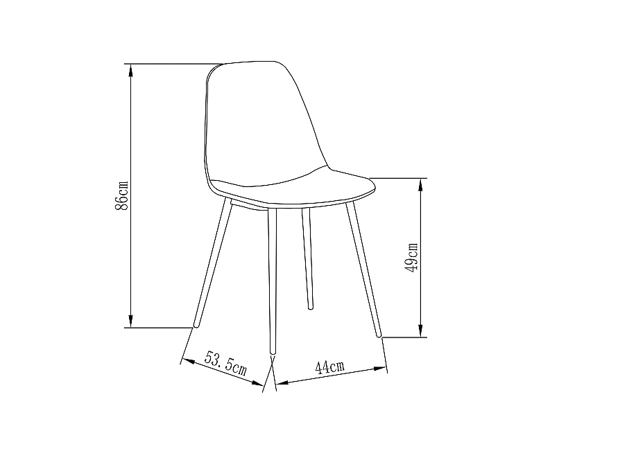 Pack de 4 sillas modelo Margot tapizadas en textil avellana, 45cm(ancho ) 86cm(altura) 53.