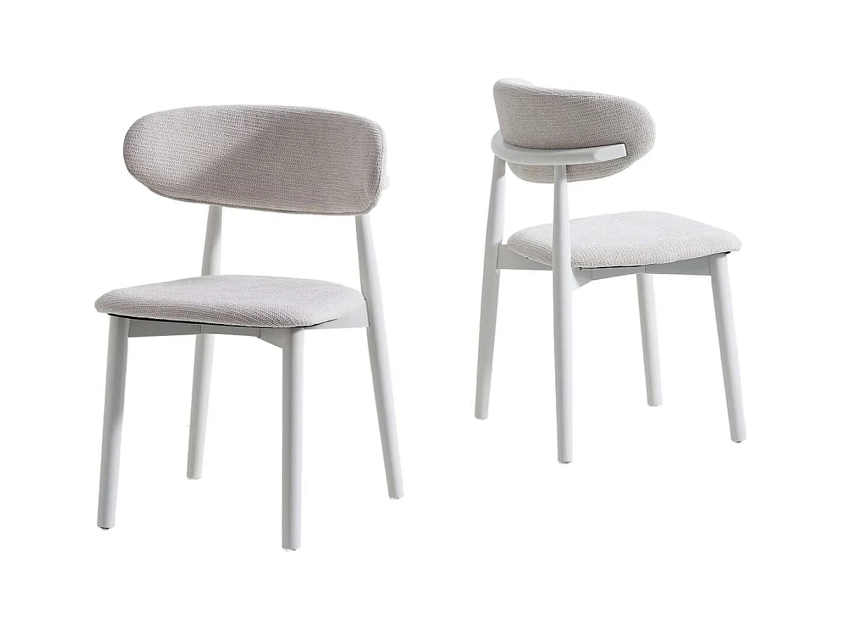 Pack de 2 sillas para cocina o comedor Vera tapizado textil beige/blanco,79cm(alto) 48cm(a