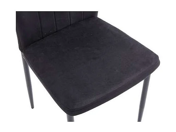 Pack de 6 sillas Cangas tapizadas en tejido velvet negro patas negras. 42cm(ancho ) 92cm(a