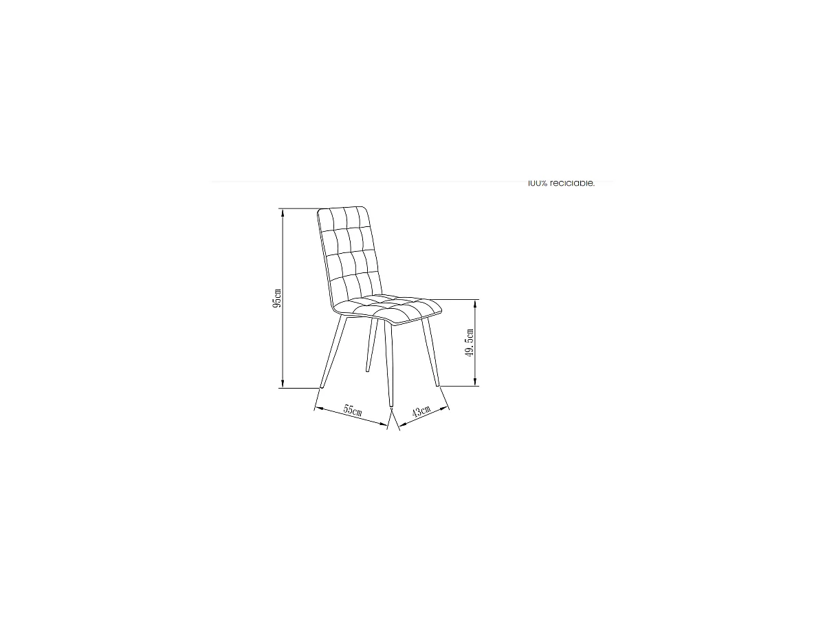 Pack de 4 sillas modelo Nadia tapizadas en textil gris arena, 43cm(ancho ) 94cm(altura) 59