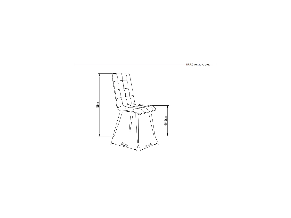 Pack de 4 sillas modelo Nadia tapizadas en textil gris arena, 43cm(ancho ) 94cm(altura) 59