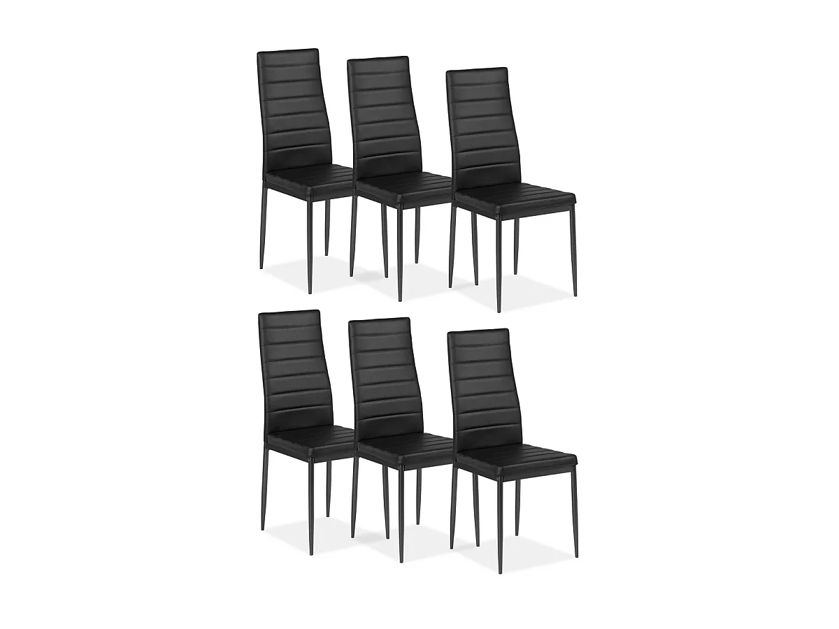 Pack de 6 sillas modelo Daniela tapizadas en polipiel negro, 96cm(alto) 44cm(ancho) 44cm(l