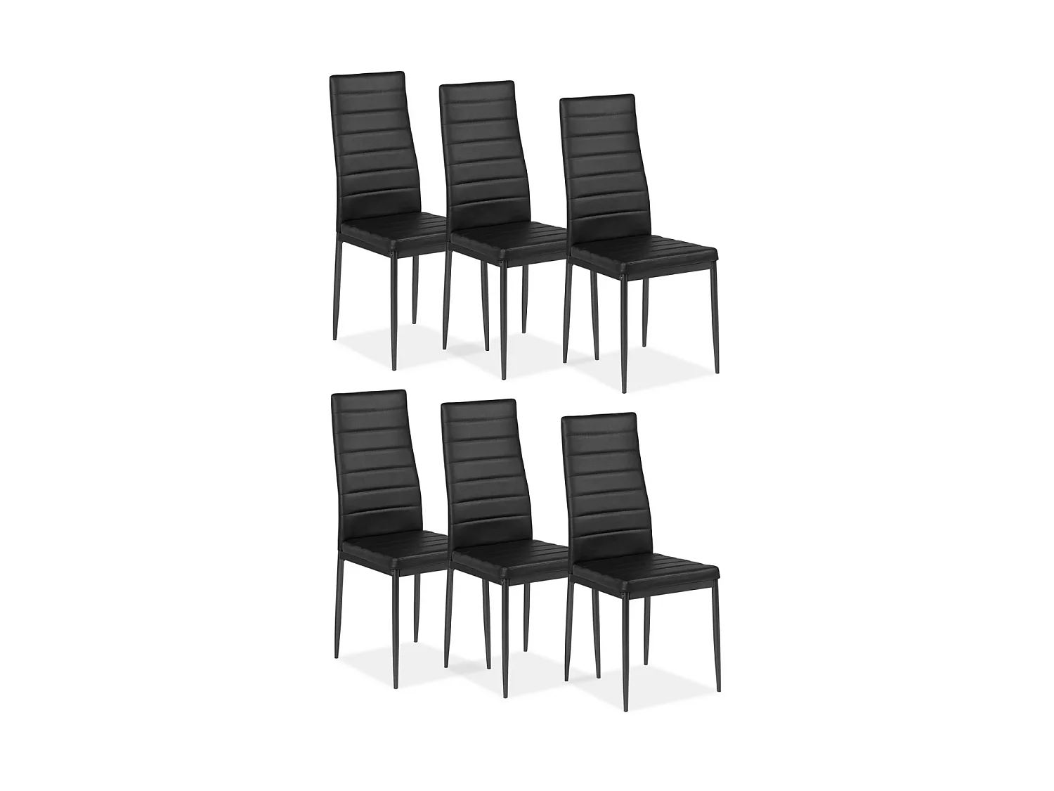 Pack de 6 sillas modelo Daniela tapizadas en polipiel negro, 96cm(alto) 44cm(ancho) 44cm(l