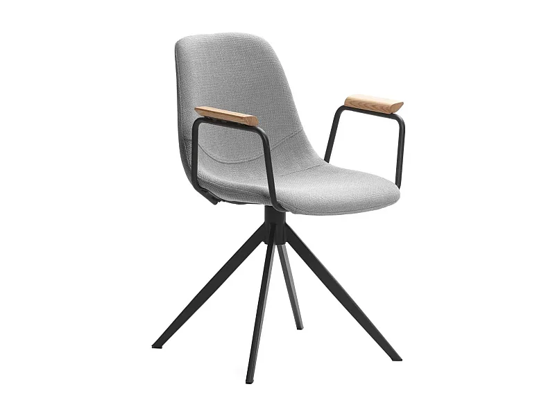 Pack de 2 sillones giratorias modelo Tajo con brazos tapizado textil gris claro, 81cm(alto
