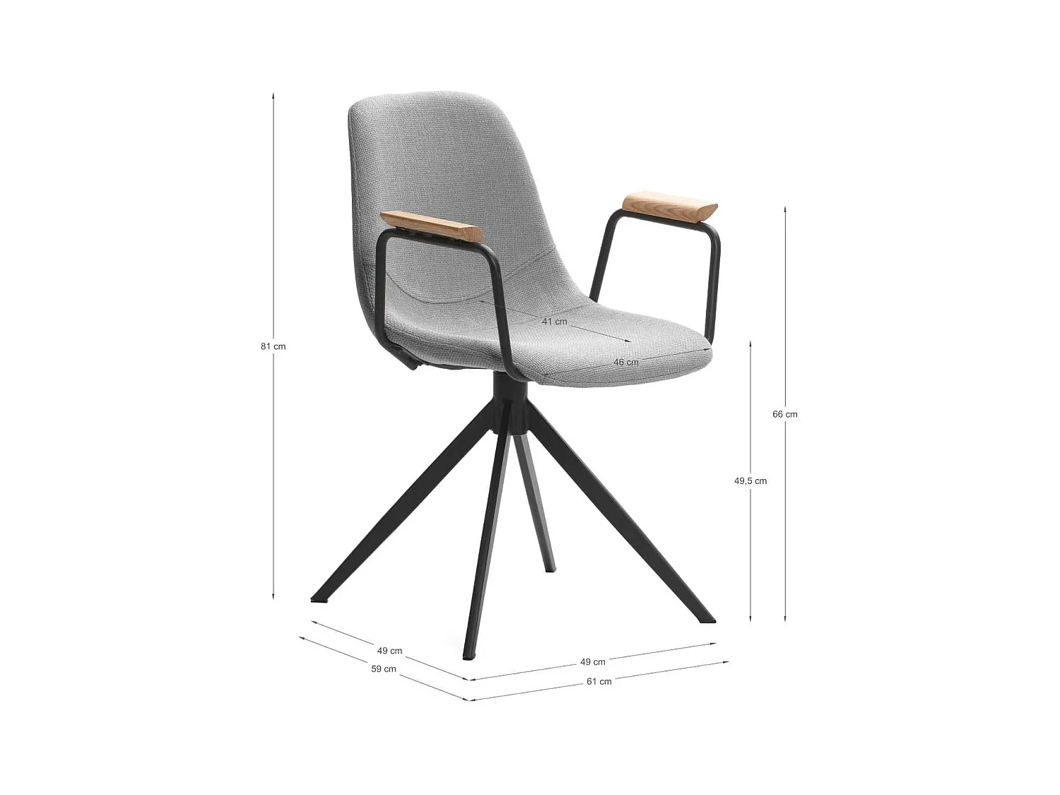 Pack de 2 sillones giratorias modelo Tajo con brazos tapizado textil gris claro, 81cm(alto