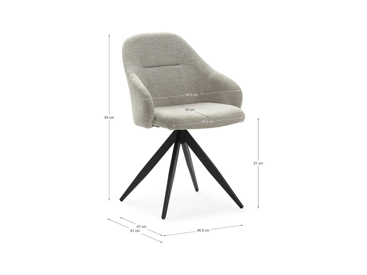 Pack de 2 sillones giratorias modelo Tamesis tapizado textil taupe, 84cm(alto) 56.5cm(anch