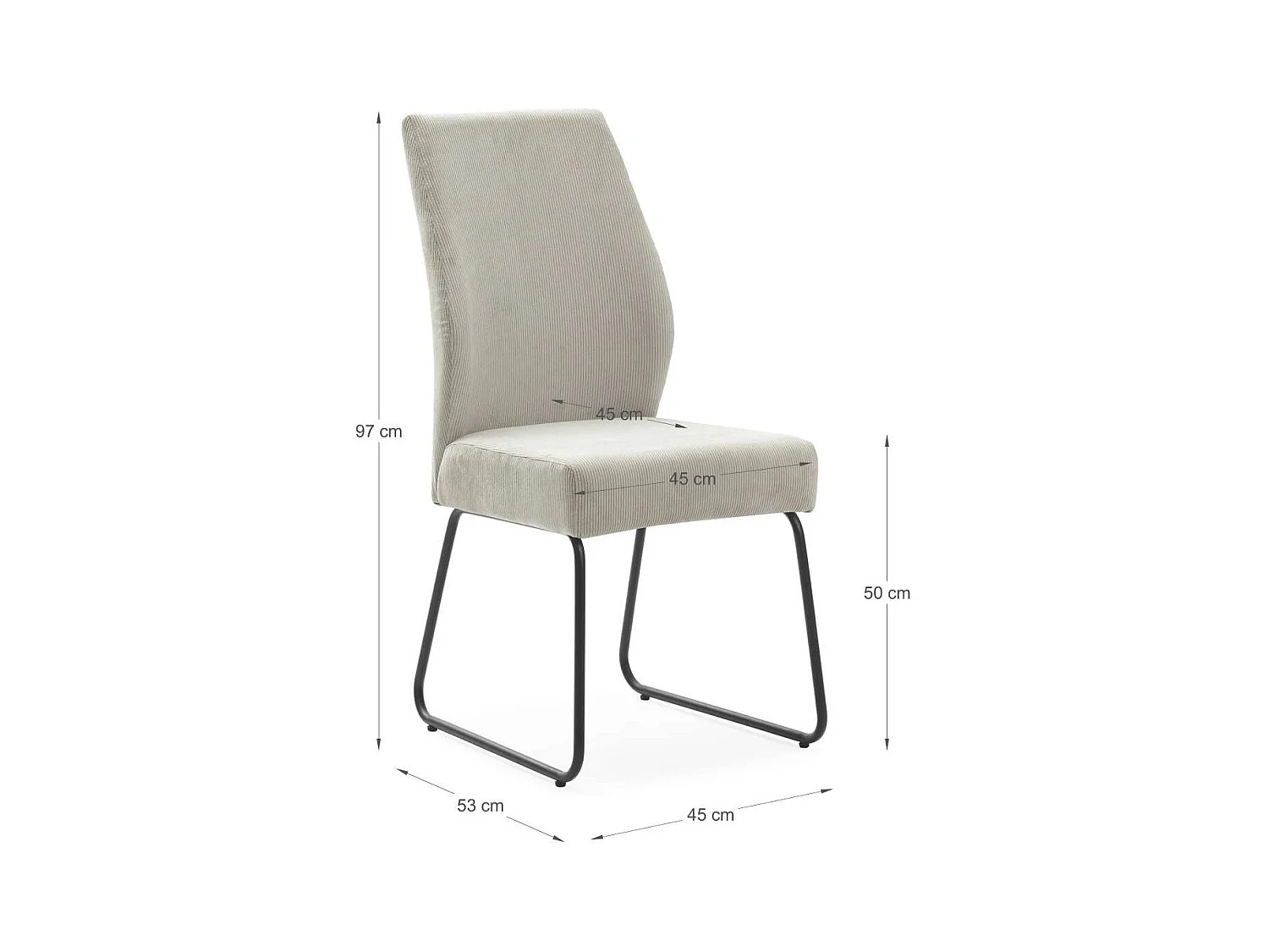 Pack de 4 sillas modelo Alicia tapizado textil piedra, 97cm(alto) 45cm(ancho) 62cm(largo)